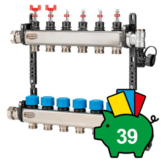 Henco - Hencofloor UFH-MDSS Verdeler voor hydronische circuits 06-Gr Verd. Rvs Regb.Deb.