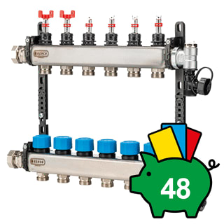 Henco - Hencofloor UFH-MDSS Verdeler voor hydronische circuits 08-Gr Verd. Rvs Regb.Deb.