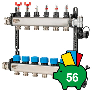 Henco - Hencofloor UFH-MDSS Verdeler voor hydronische circuits 10-Gr Verd. Rvs Regb.Deb.