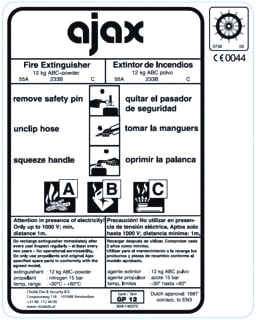Ajax - GP Veiligheidspictogram Etiket Gp12 Eng/Spaans