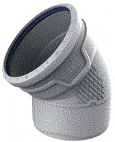 Wavin - AS+ Fitting met 2 aansluitingen Bocht 45 Lgr 125 M/S