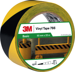 3M - 766 Zelfklevende tape Waarsch Ge/Zw 50Mmx33M
