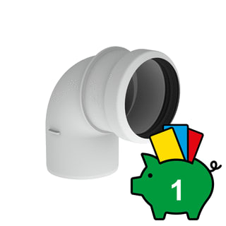 Burgerhout - Safe-PP Enkelw. rookgashulpstuk 2 aansl. Bocht 80 Safepp W 87Gr.