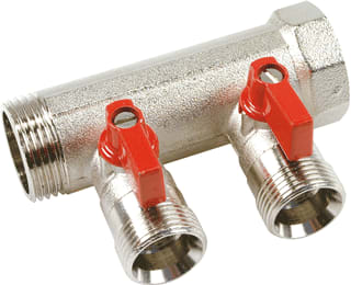 Henco - VB met geint.kogelkraan rood CV/perslucht/tap/koelwater verdeler Ek-Verd 2Gr/Krn 3/4X2Ek R