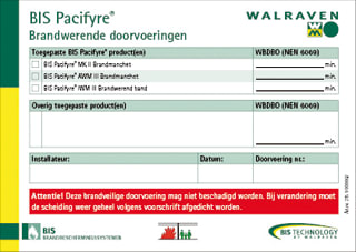 Walraven - BIS Pacifyre MK II Toebeh./onderdelen brandafscheiding Pacif Id-Sticker