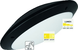 Megaman - Fonda Waterdicht Plafond-/wandarmatuur 8/15/22W Zw.3/4K