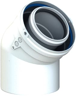 Cox Geelen - CoxDENS Concentr. RGA/LTV hulpstuk 2 aansl. Bocht 80/125 Pp/Alu 45Gr