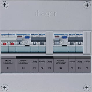 Hager - Groepenkast, geassembleerd 4Grpverd Hs 2X 30Ma 1-Fase