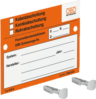 OBO - KBK Toebeh./onderdelen brandafscheiding Identificatieplaatje Bss