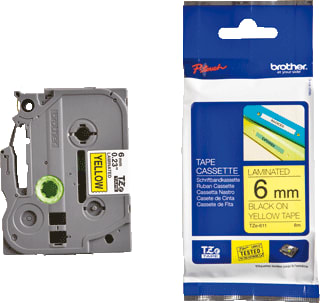 Brother - Labeltape Tape Tze-611 6Mm G/Zw