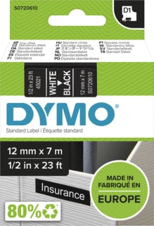Dymo - Labeltape Tape 12Mmx7Mm Wt/Zw
