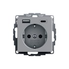 Gira - Systeem 55 Wandcontactdoos (WCD schakelmat.) Wcd Ra 2V Sh+Usb S55 Gr