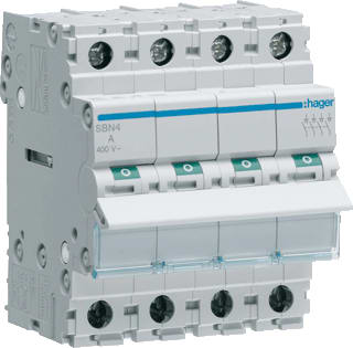Hager - SBN Inbouwschakelaar modulair Lastscheid. 4P 40A Sbn440