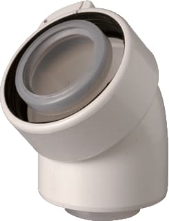 Ubbink - Concentr. RGA/LTV hulpstuk 2 aansl. pp bocht  45gr. 80/125