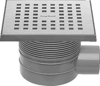 Easydrain - Aqua Vloerput met 1 aansluiting Vloerput 15X15 Rvs