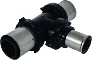 Henco - Fitting met 3 aansluitingen verloop t-stuk 90x63x63