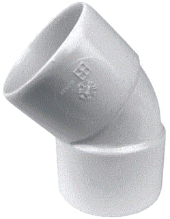 Wavin - Wadal Fitting met 2 aansluitingen Pvc L-Bocht 45° Wt 40 M/M