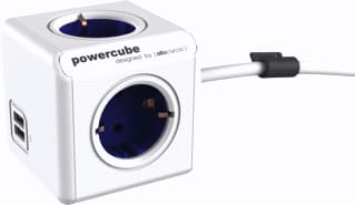 PowerCube - Contactdooscombinatie Pdu 4V 2Usb 1,5M Wit/Bl