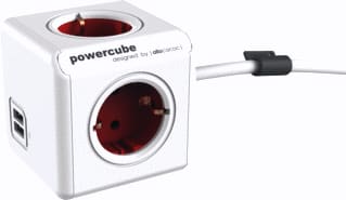 PowerCube - Contactdooscombinatie Pdu 4V 2Usb 1,5M Wit/Ro