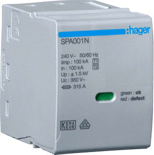 Hager - Bliksemstroomafleider Steekele N-Pe 350V Spa001N