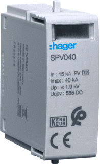 Hager - Netoverspanningsbeveiliging steekel t2 1p pv+/- spv340