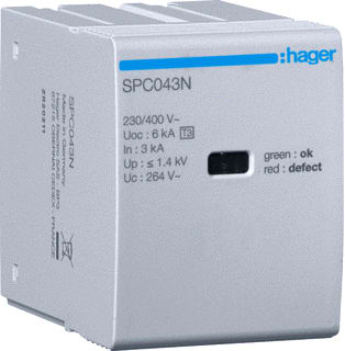 Hager - Apparaatoverspanningbeveiliging steekele n-pe 264v spc043n