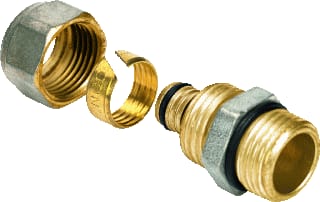 Henco - Fitting met 2 aansluitingen Overg/Kopp 14X3/8"Bu