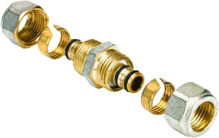 Henco - Fitting met 2 aansluitingen Rechte/Kopp 16Mm Knel