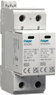 Hager - Gecombineerde afleider energietech. overspbev t1+t2 2pl 25ka