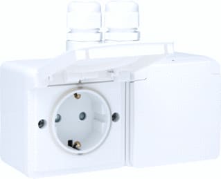 Niko - Hydro Wandcontactdoos (WCD schakelmat.) Wcd 2V Hor Steek Wit