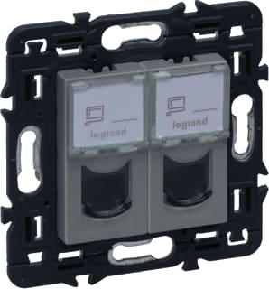 Legrand - Valena Next Datacontactdoos twisted pair Val Wcd 2Xrj45 Utp C6 Alu