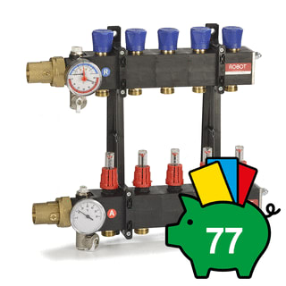 ROBOT Vloerverwarming - LTC Verdeler voor hydronische circuits Comp Verd 6Gr+Kogkr 1 Bi