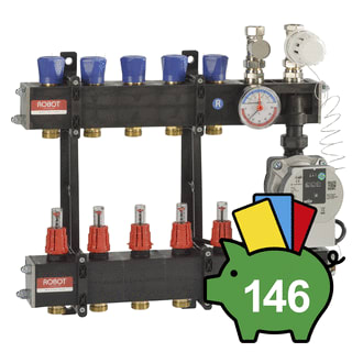 ROBOT Vloerverwarming - LTVC Verdeler voor hydronische circuits Verd Comp 9Gr