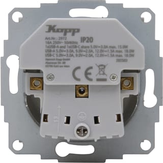 Kopp - Wandcontactdoos (WCD schakelmat.) hk07-wcd 1vra usb a+c bgr