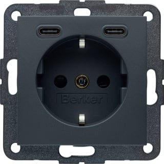 Hager - Wandcontactdoos (WCD schakelmat.) berk wcd ra 2xusb c s.1/b.x