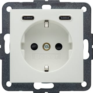 Hager - Wandcontactdoos (WCD schakelmat.) berk wcd ra 2xusb c s.1/b.x