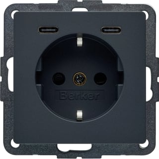 Hager - Wandcontactdoos (WCD schakelmat.) Berk Wcd Ra 2Xusb C Q.X Antr