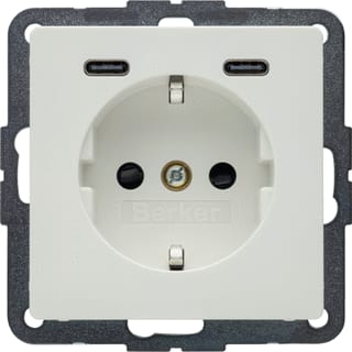 Hager - Wandcontactdoos (WCD schakelmat.) berk wcd ra 2xusb c q.x pw