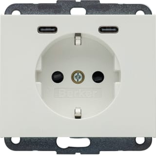 Hager - Wandcontactdoos (WCD schakelmat.) berk wcd ra 2xusb c k.1 pw