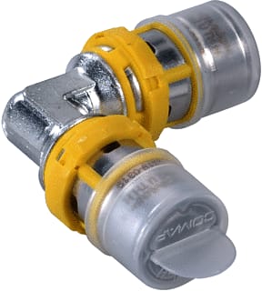 Comap - Fitting met 2 aansluitingen Skinpr Gas Bocht 90 26X3