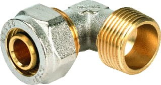 Henco - Fitting met 2 aansluitingen Knie/Kopp 16X1/2 Bu/Knel