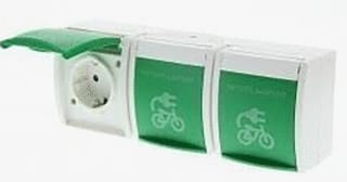 ABB Busch-Jaeger - Ocean Wandcontactdoos (WCD schakelmat.)  wcd kv 3v + opdr fietsopl