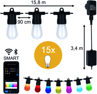 Bailey - LED Party Bulb Smart WiFi Light String Feestverlichting Smart Wifi Prikkabel 15M