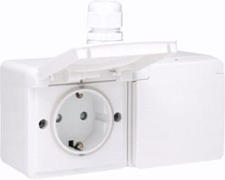 Niko - New Hydro Wandcontactdoos (WCD schakelmat.) Dub Opb Wcd Hori Wit