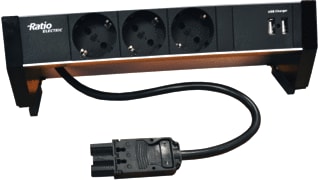 Ratio Electric - Desk-Top PLUS Bureau aansluitunit  3xschuko 2xusb zw