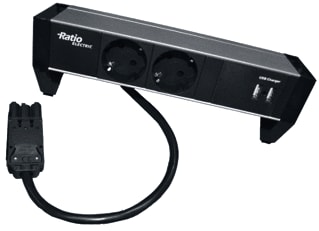 Ratio Electric - Desk-Top PLUS Bureau aansluitunit dt plus zw 2xusb 2xschuko