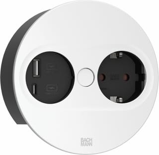 Bachmann - Twist 2 Bureau aansluitunit twist2 230v+usb rond wit