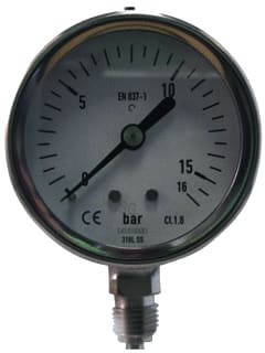 Ubel - 1007/RVS Buisveermanometer Manmtr 1/4Bu 63 0-0,6B
