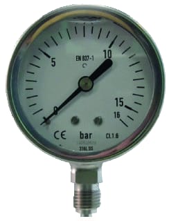 Ubel - 1010/RVS Buisveermanometer Mamtr Gly 1/4Bu 63 0-40B