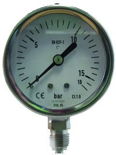 Ubel - 1007/RVS Buisveermanometer Manmtr 1/4Bu 63 0-40B